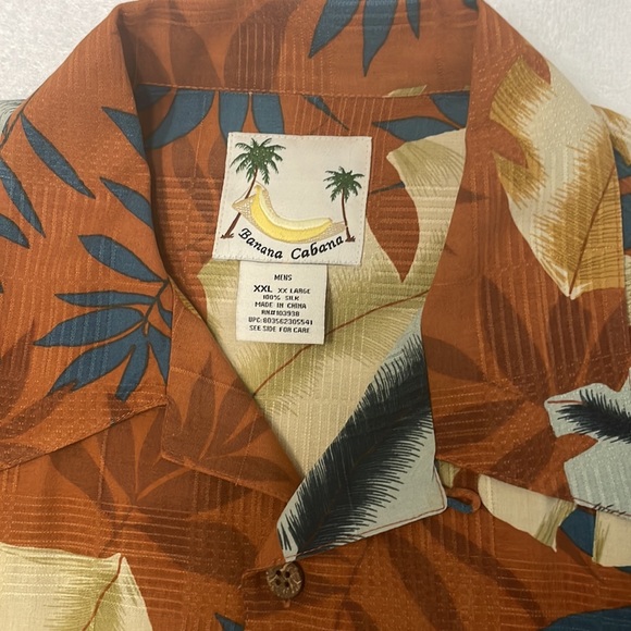 Banana Cabana top Hawaiian shirt button down 100% silk - Picture 2 of 6